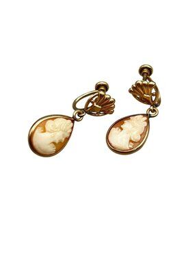 1950's Cameo Vintage Screw Back Earrings 12K Gold Filled Mid Century Van Dell